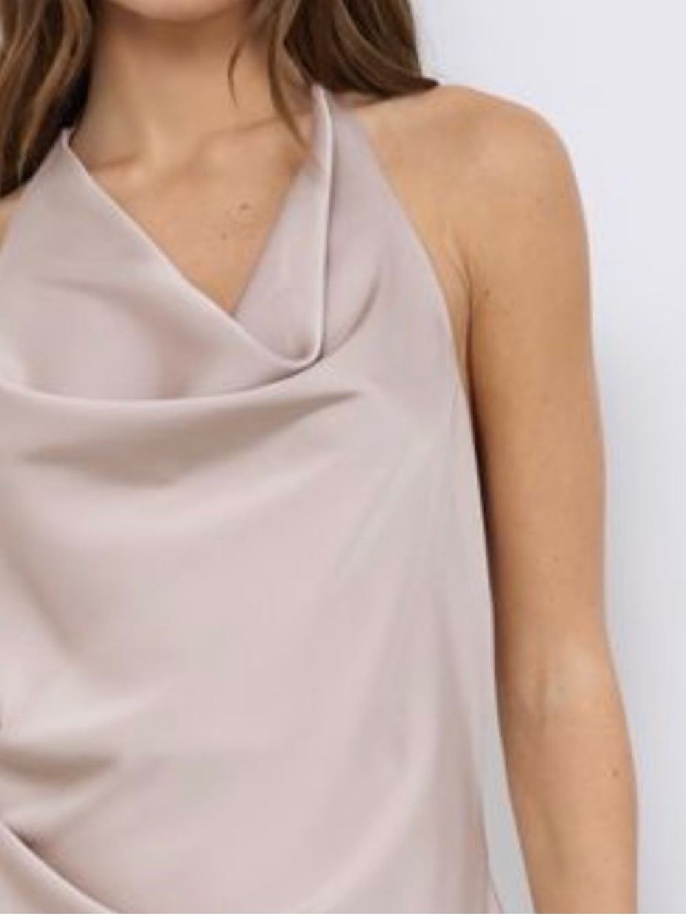 Women's Satin Slip Skirt in Peach with Gold Chain Detail